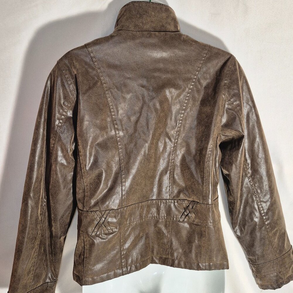 KC Collections dark brown faux leather jacket in size Medium - Picture 5 of 16